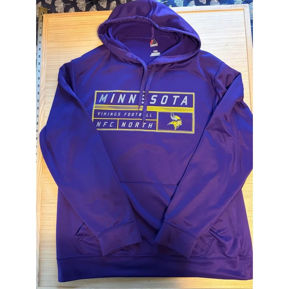 Majestic Minnesota Vikings Hoodie Large Purple NFL Football NFC North Pullover